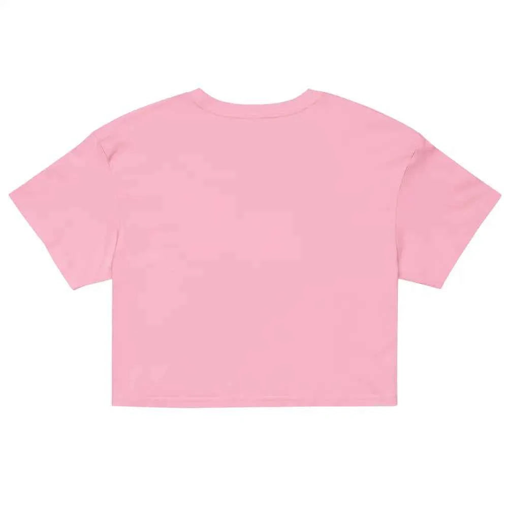 Pink relaxed fit crop top in custom streetwear for women’s apparel
