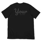 Custom Text Black T-Shirt with Your Text Here Design on Back from Redtorn Clothing