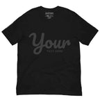 Custom text black t-shirt from Redtorn Clothing with your text here design