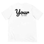 Custom text t-shirt from Redtorn Clothing with black cursive design