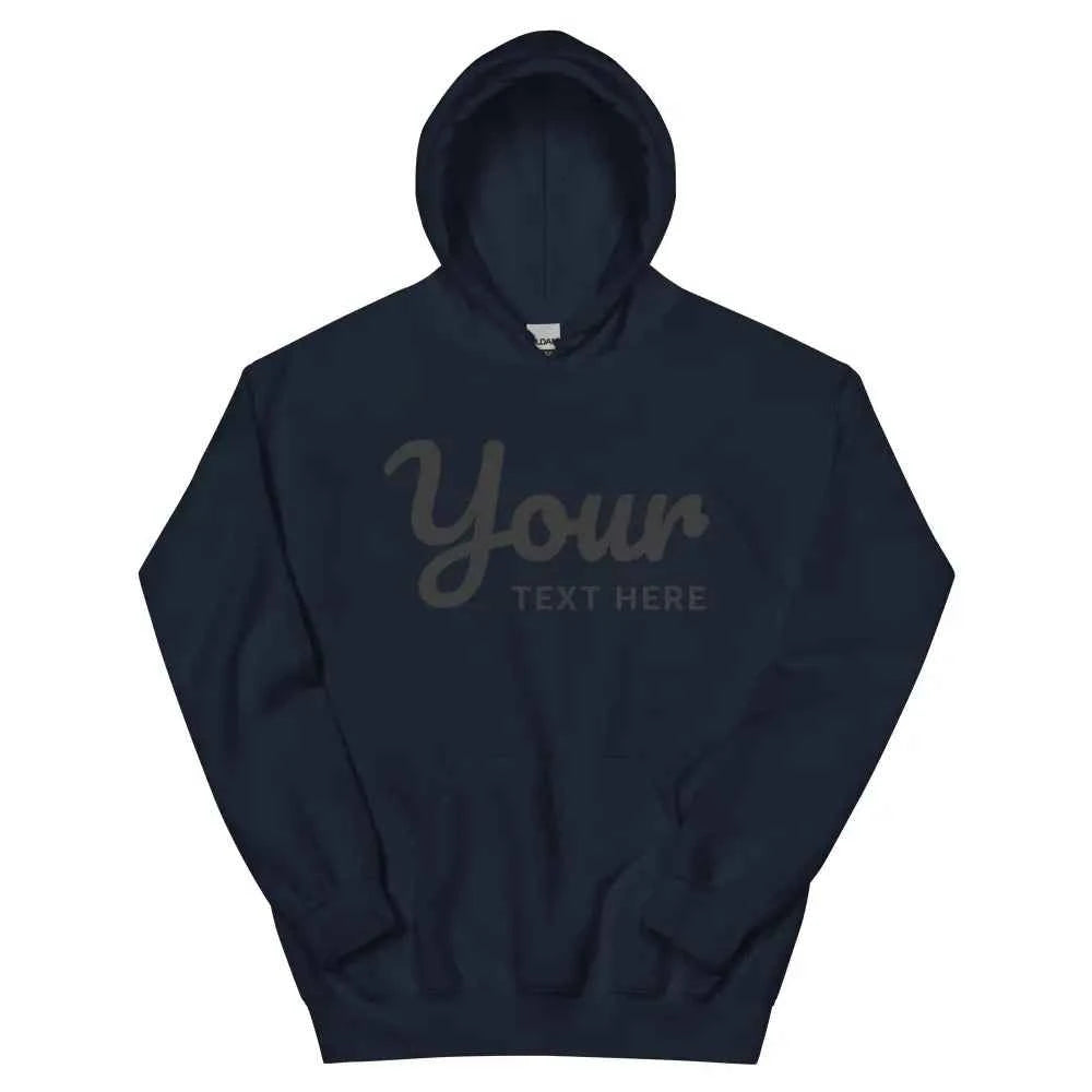Premium unisex hoodie with custom cursive text design