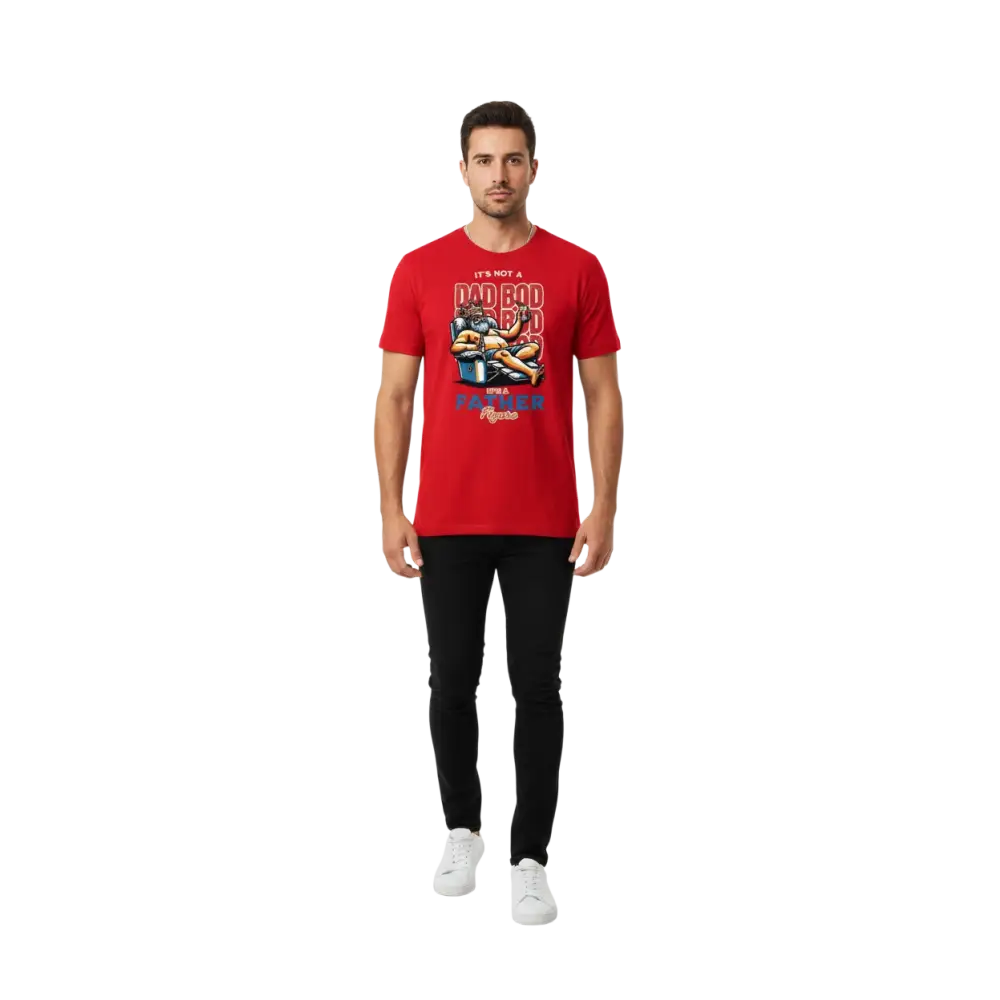 Red dad bod cotton unisex classic tee with cartoon graphic