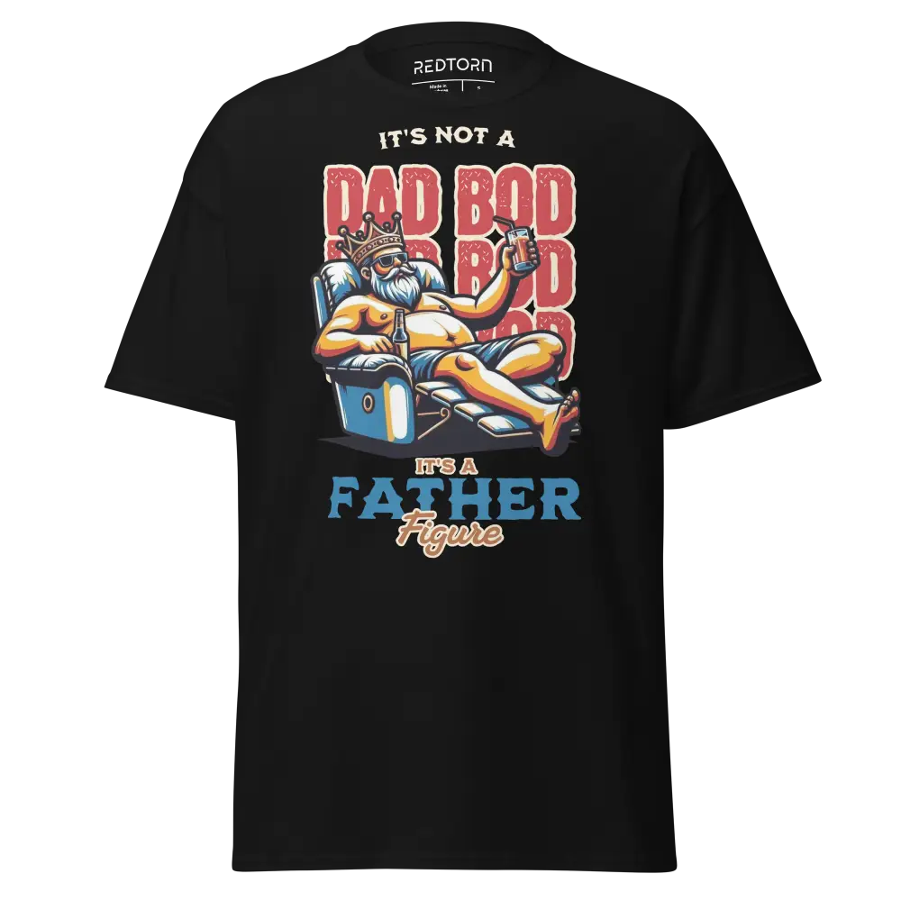 Dad Bod Beer Man Graphic Tee: Black Cotton Unisex Classic T-Shirt