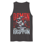Demonic graphic unisex classic tank top with red black demon grip hand design