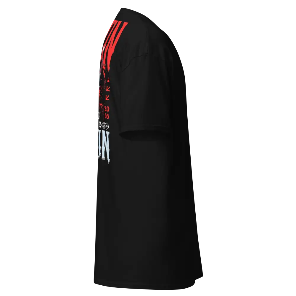 Black Adidas hoodie with red stripes in Demonic Grip Big Tee