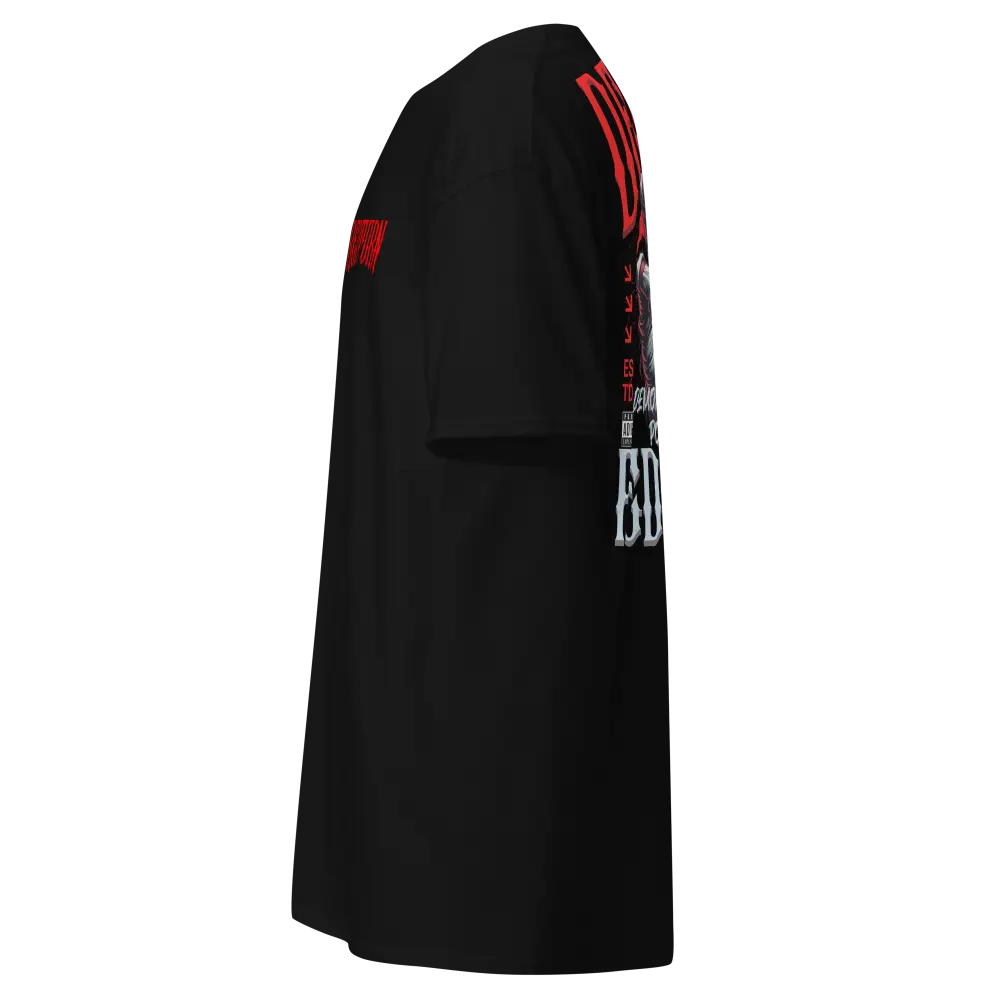 Demonic Grip Big Tee: black and red Adidas track jacket with sleeve stripes