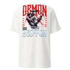 Demonic Grip Big Tee: cotton unisex classic red t-shirt with muscular arm graphic
