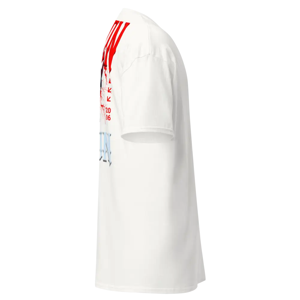 White adidas jersey with red stripes in Demonic Grip Big Tee