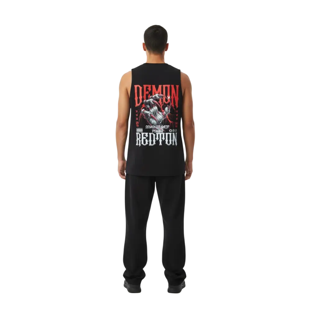 Demonic graphic unisex classic tank top with bold red demon hand