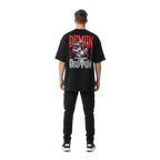 Black demonic grip cotton unisex classic big tee with bold red demon graphic
