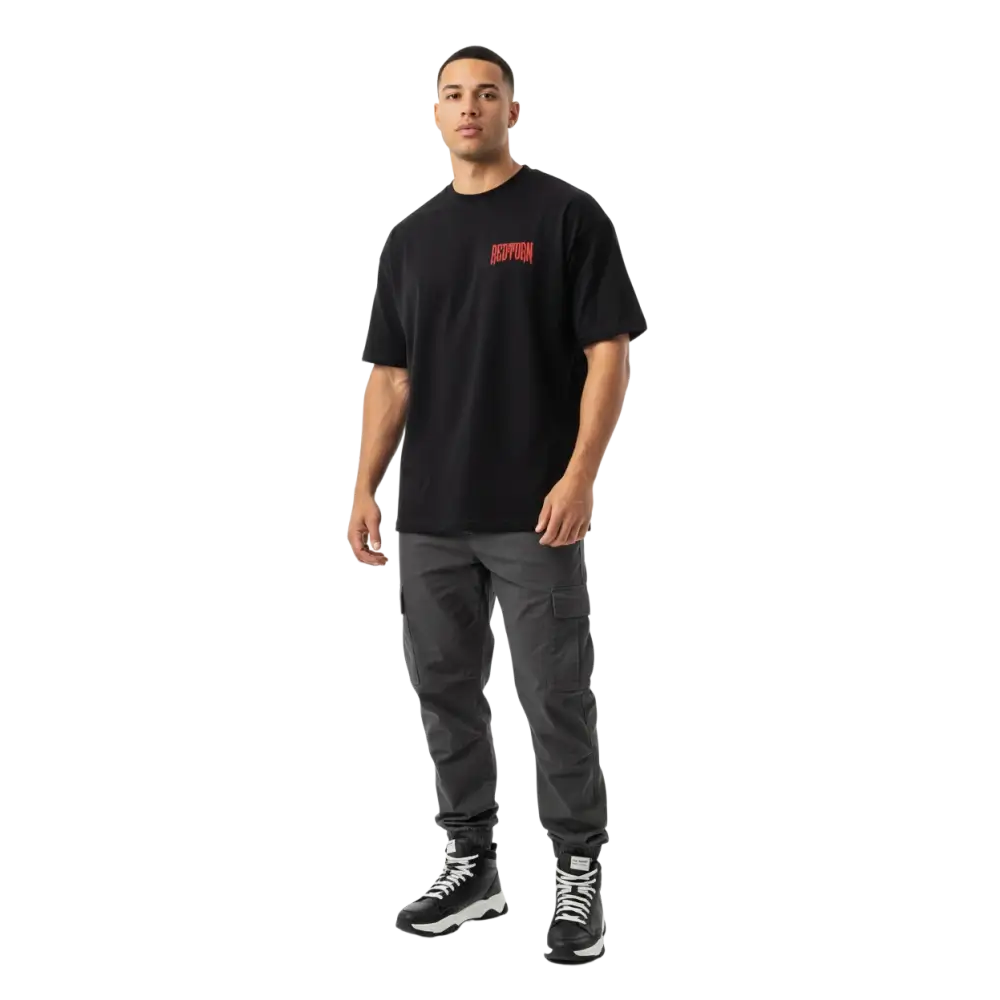 Demonic Grip cotton unisex classic black tee with red roophon logo