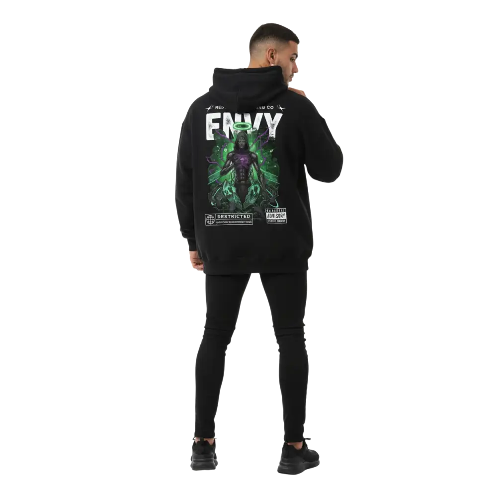Black envy hoodie from Deadly Sins Collection, Australian streetwear