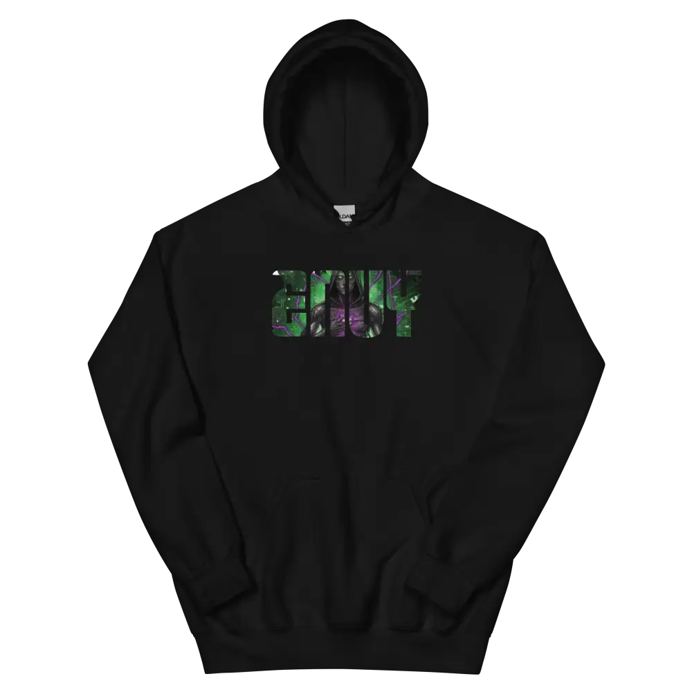 Envy Hoodie in black with green white camo from Deadly Sins Collection