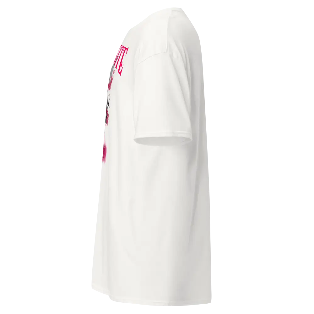 Exquisite Cupid graphic cotton classic white oversized tee with pink floral love print