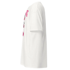 Exquisite Cupid graphic cotton classic white oversized tee with pink floral love print