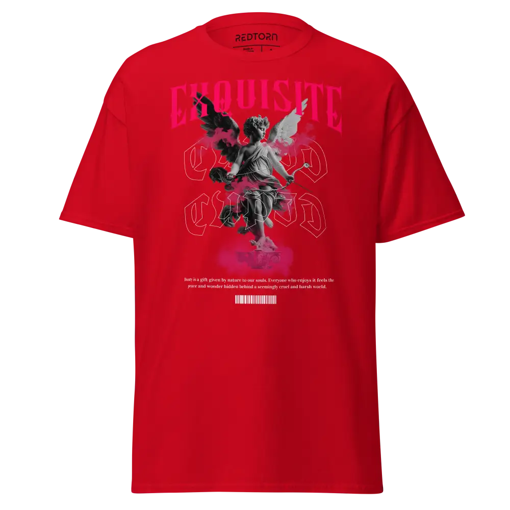 Exquisite Cupid graphic cotton classic tee with motion figure and repeated exquisite text