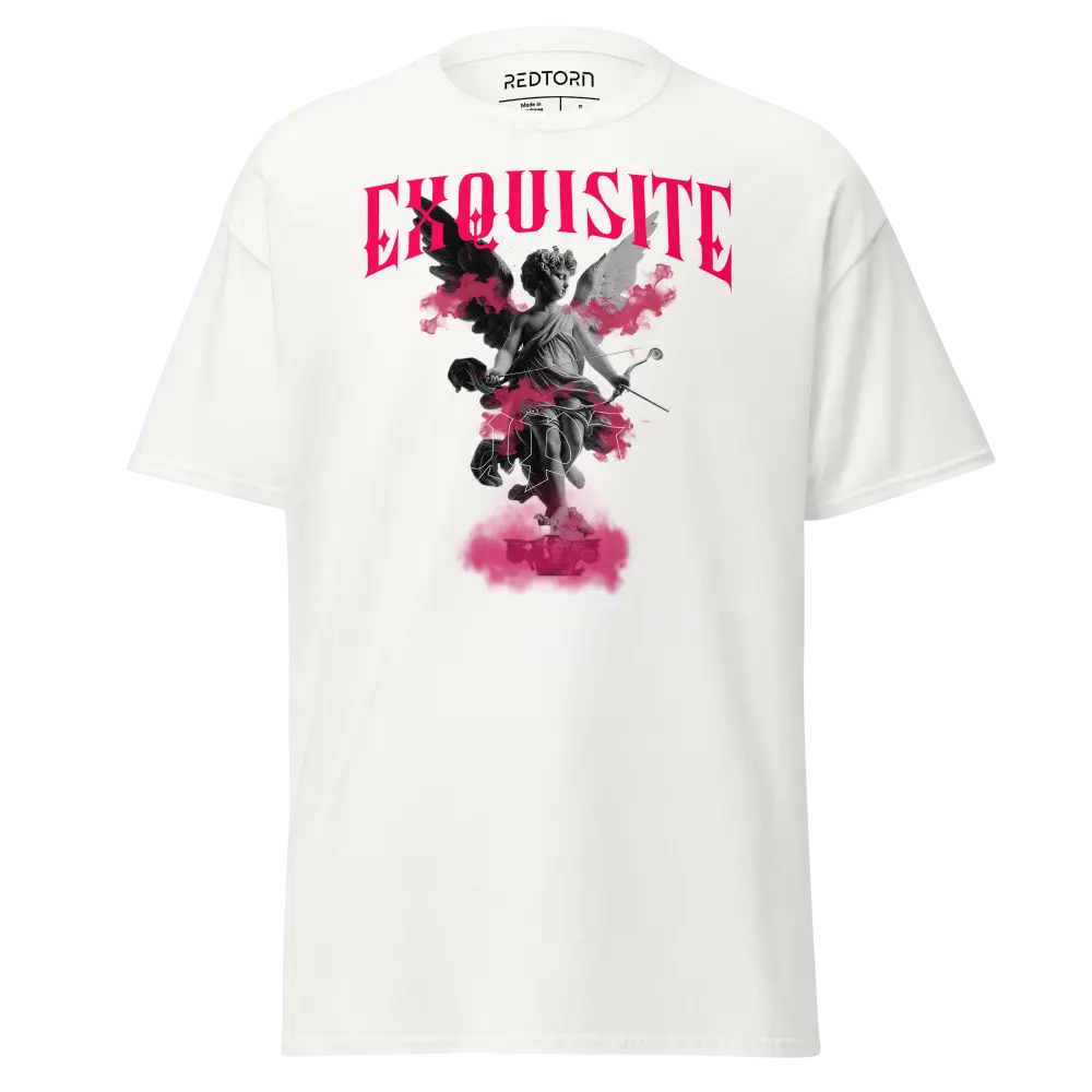 Exquisite Cupid graphic cotton classic white tee with pink angel design