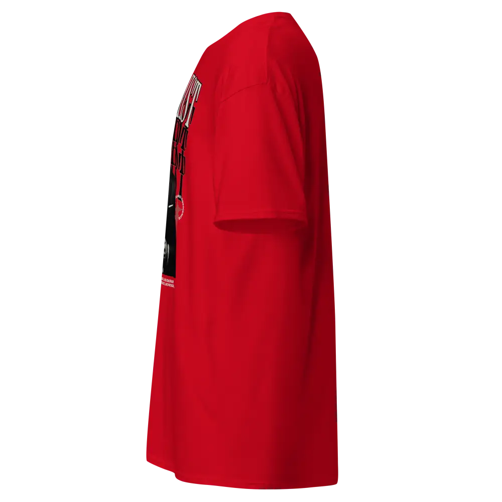 Cotton unisex classic graphic tee with unapologetic style red wool coat print