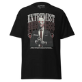 Cotton unisex classic graphic tee with extremist suit design in unapologetic style