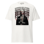 Cotton unisex classic graphic tee with extremist suit man design