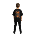 Flaming skull kids cotton t-shirt with Apollyon graphic tee