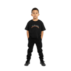 Flaming skull kids cotton t-shirt with colorful reddow graphic