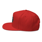 Red RC Monogram Flat Bill Snapback Cap with white logo