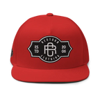 Red flat bill snapback cap with RC Monogram logo, Redstorm unisex headwear