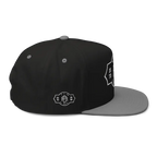 RC Monogram Flat Bill Snapback Cap with black and gray design and white RC monogram logo, unisex headwear