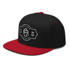 RC Monogram Flat Bill Snapback Cap with Black and Red Design