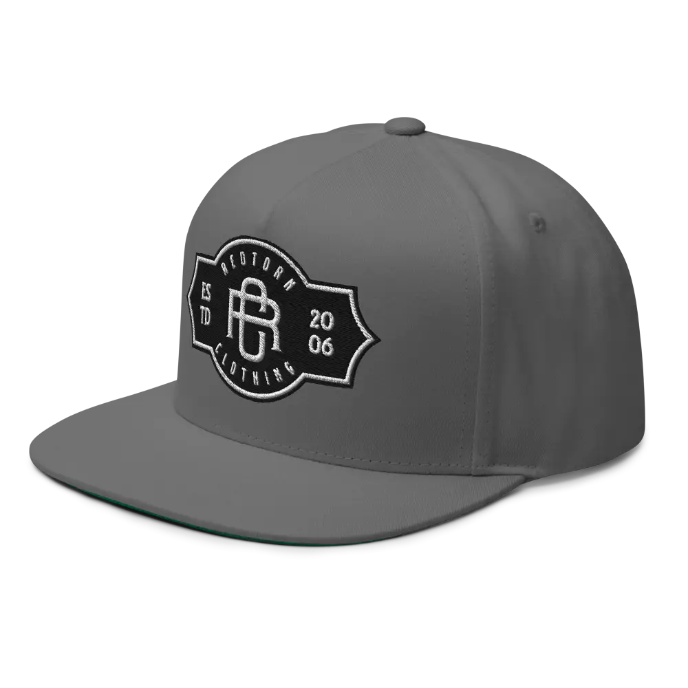 Gray RC Monogram Flat Bill Snapback Cap with white logo