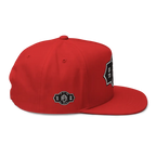 Red RC Monogram Flat Bill Snapback Cap with Logo