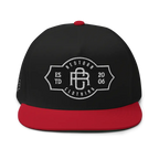 RC Monogram Flat Bill Snapback Cap in black and red with white logo