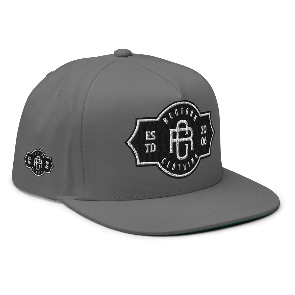Gray RC Monogram Flat Bill Snapback Cap with Unisex Headwear Logo