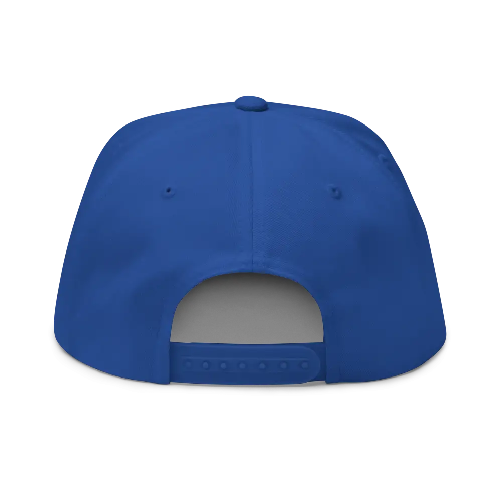 RC Monogram flat bill snapback cap in royal blue with adjustable strap