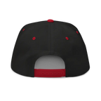 RC Monogram Flat Bill Snapback Cap in black and red with adjustable strap