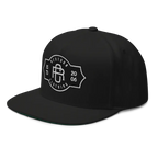 RC Monogram Flat Bill Snapback Cap with black flat brim and white logo