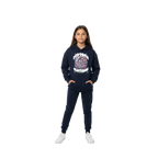 Galaxy Space Kids Unisex Hoodie in navy blue with colorful space design