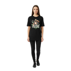 Black oversized graphic cotton unisex tee with woman graphic