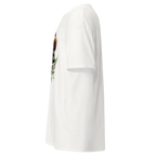 White Marijuana Woman Graphic Cotton Tee with floral back design