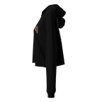 Women’s Rebellion crop-top hoodie in black with orange accents