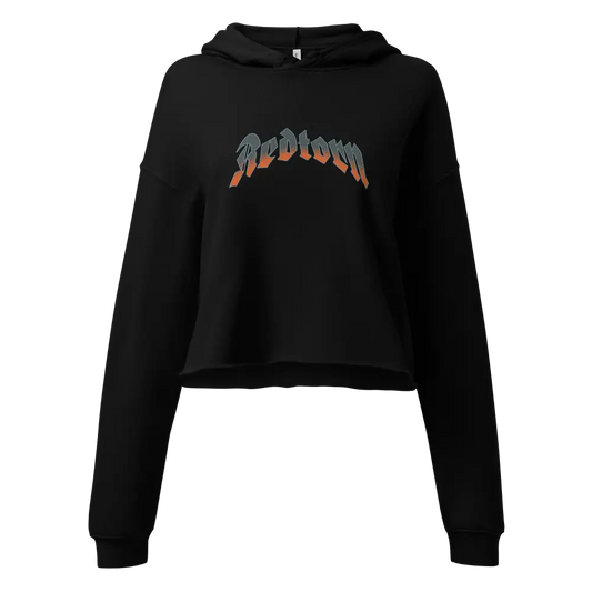 Black Hell Crop Hoodie with rebellion graphic, Australian clothing brand