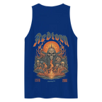 Fire skull graphic premium tank top in royal blue with 2016 logo