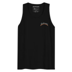 Fire skull graphic premium tank top with black long-sleeve flame logo