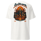 Fire skull graphic on white cotton unisex classic big tee