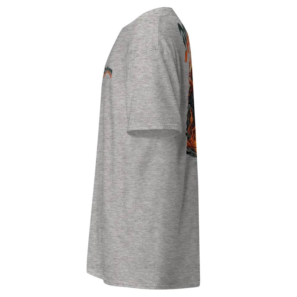 Gray Fire Skull Graphic Cotton Unisex Tee with Flame Pocket