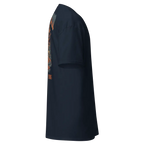 Dark blue floral bathrobe on fire skull graphic cotton unisex classic tee