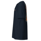 Navy blue long-sleeved fire skull graphic cotton unisex classic tee with dragon design