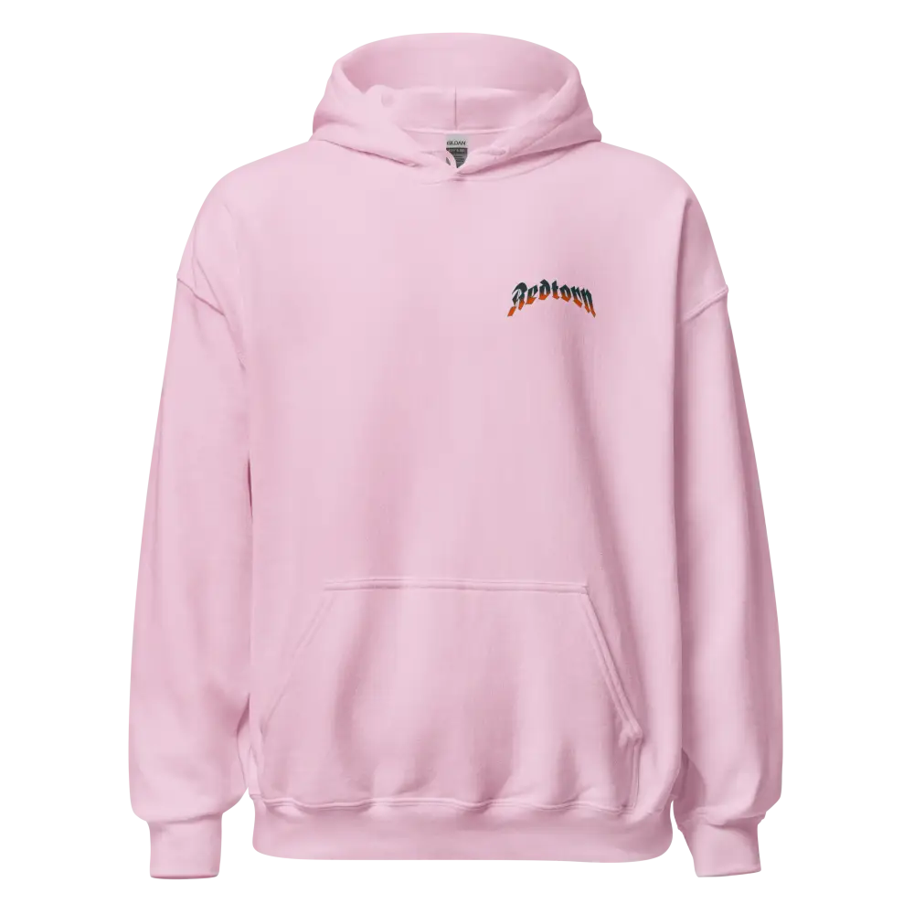 Light pink premium unisex hoodie with rebloom graphic design logo