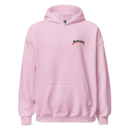 Light pink premium unisex hoodie with rebloom graphic design logo